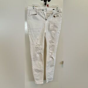NWT Judy Blue Mid-Rise Distressed White Skinny Jeans 9/29
